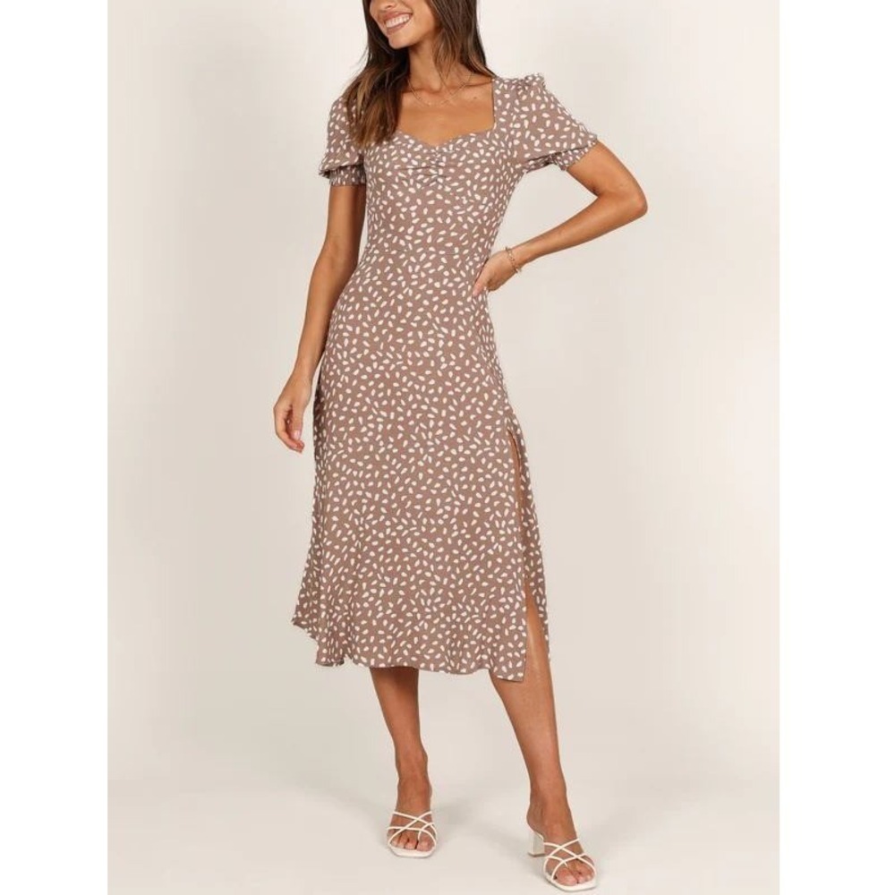 Petal & Pup Taupe Dot Midi Dress